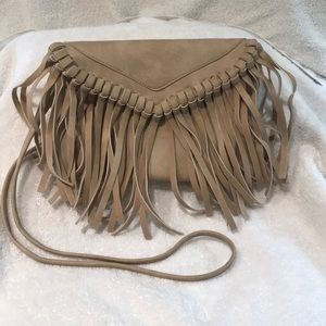 Boho tan fringe purse
